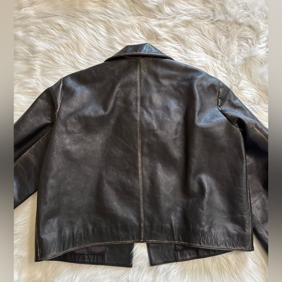 Kallmeyer Remi Cropped Jacket Leather Black Distressed Large - Picture 7 of 9